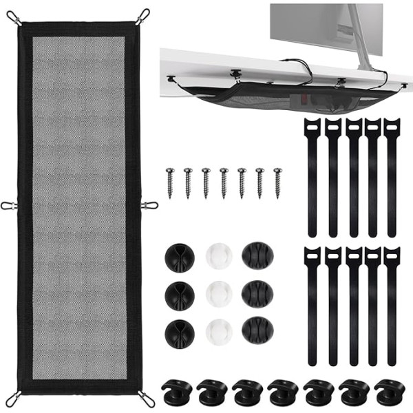 Kabelnetz Schreibtisch für Kabelmanagement Kabelnetz 63,5x24 cm Kabel Verstecken Flexible Kabel Organizer für ordentliches Arbeitsplatz Schwarz