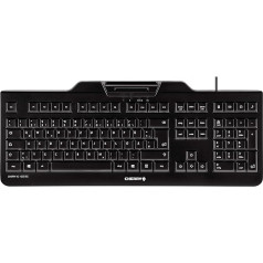 CHERRY KC 1000 SC, UK-Layout, QWERTY tastatūra, kabeļu savienojuma drošības tastatūra ar integrētu čipkartes terminālu, melns, melns, melns