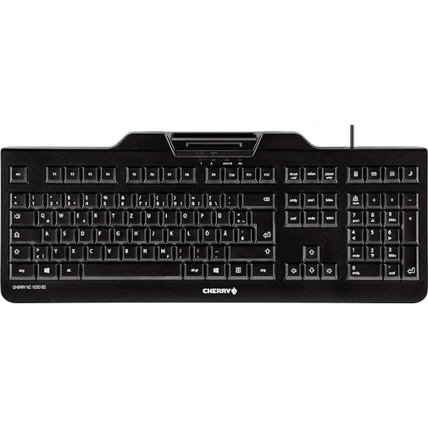 CHERRY KC 1000 SC, UK-Layout, QWERTY tastatūra, kabeļu savienojuma drošības tastatūra ar integrētu čipkartes terminālu, melns, melns, melns