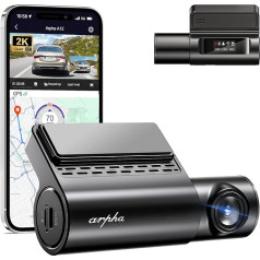 ARPHA A12 2K 2K WiFi slēpta priekšējā kamera automašīnai, 150° platleņķa mini autokamera ar APP balss vadību, GPS nakts redzamības autokamera, 24 stundu iepakojuma režīms, atbalsta max 256GB