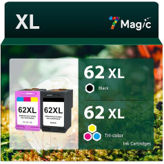 7Magic 62XL atjaunoti ar HP 62 printeru kasetnēm HP 62 XL HP 62XL HP 62XL HP62XL HP62 kasetnes HP Envy 7640 5540 5640 5544 5545 5646 5548, HP OfficeJet 200 250 5740 5742 (62XL 2 62XL melns, 62xl