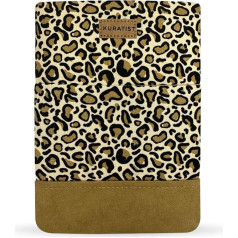 Kuratist eReader Case for 6.8-7 Inch Devices - Handmade from 100% Cotton with Paper Edges in Leather Look (100% Vegan) - Beige Leopard Design