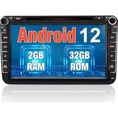 AWESAFE Auto radio VW Skoda Seat, Android 12 Radio ar 2 DIN 8 collu skārienekrānu Atbalsta DAB+ WLAN Bluetooth MirrorLink CD DVD USB RDS