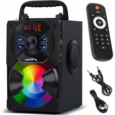 Audiocore AC730 Bezvadu pārnēsājamais Bluetooth skaļrunis 11 W izejas jauda/Radio/SD/MMC/Aux-In/USB/Lighting/Remote Control/Microphone Port/Carry Handle/Phone Holder