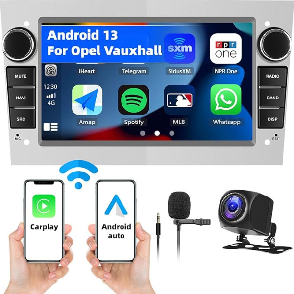 1+32G Android 13 Auto radio ar bezvadu Carplay Android automašīnai Opel Corsa Astra Vectra Zafira Meriva Vivaro 2 DIN ar 7 collu ekrānu ar navigāciju Bluetooth WiFi FM/RDS + CANBUS + AHD Reversing