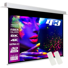 ESMART Expert CSX iegremdējams griestu ekrāns [Izvēle no izmēriem] 170 x 127 cm (84 collas) 4:3 infrasarkanais tālvadības pults ar trigeri Mājas kino elektriskais projektora motora projekcijas ekrāns