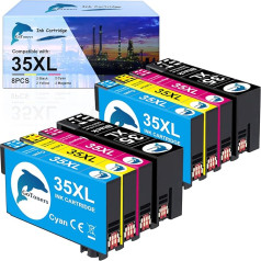 GoToners 35XL printeru kasetnes, kas saderīgas ar Epson 35 XL Epson Workforce Pro WF-4720DWF WF-4720DWF WF-4725DWF WF-4730DTWF WF-4730DTWF WF-4740DTWF WF-4730 WF-4740 (2 melnas, 2 zilas, 2 purpura, 2 dzeltenas)