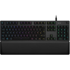 Logitech G513 Mehānisks spēļu tastatūra, Romer-G taktilo slēdži, RGB apgaismojums, USB savienojums, Handballenauflage mit Memory Foam, Aluminium-Gehäuse, Spanisches QWERTY-Layout - Carbon