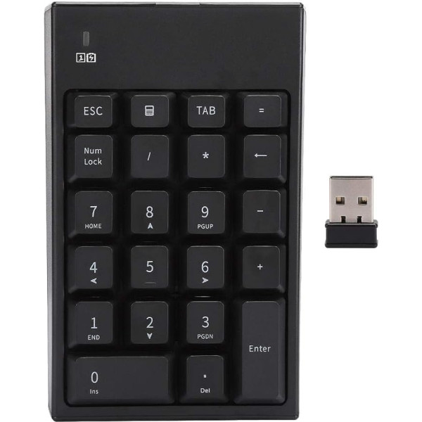 Bezvadu ciparu tastatūra, digitālā Bluetooth Numpad 22 taustiņu ergonomiska ciparu tastatūra ar 2.4G USB uztvērēju klēpjdatoram/PC/Desktop datoram