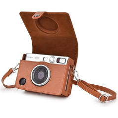 Rieibi Mini EVO Vintage PU Leather Protective Case for Fujifilm Instax Mini EVO Instant Camera with Removable Shoulder Strap