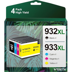 932XL 933XL (C2P42AE) Multipack printeru kasetnes, kas saderīgas ar HP 932 933 XL HP Officejet 6700 6600 7510 7612 7110 7610 6100 tintes kasetnēm (1 melna, 1 zila, 1 magenta, 1 dzeltena)