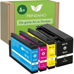 Prindano Set of 4 Cartridges Compatible with HP 950XL 951XL | For OfficeJet Pro 251 DW 276 DW 8100 e-Printer 8600 8610 8615 8616 8620 8625 8630 8640 8660 e-All-in-One