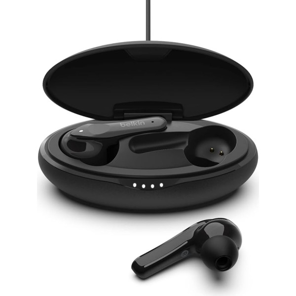 Belkin SoundForm Move True Wireless In-Ear austiņas - Bluetooth austiņas ar skārienvadību, aizsardzību pret sviedriem un ūdeni, IPX5 klases - dziļi basi iPhone, Android un citām ierīcēm