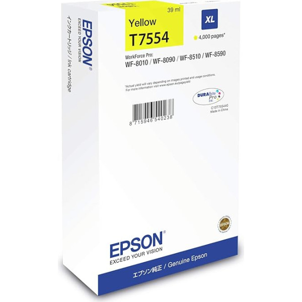 EPSON 235H250 WF-8xxx sērijas tintes kasetne XL dzeltenā krāsā