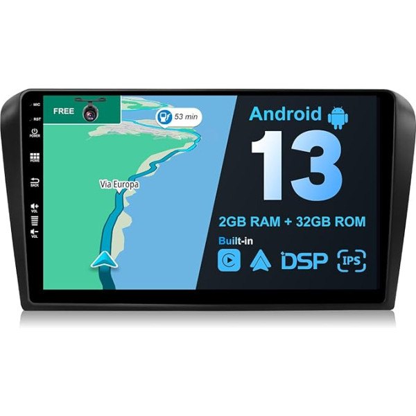 BXLIYER Android 12 IPS auto radio Mazda 3 (2006-2012) - Iebūvēts CarPlay Android auto - Bezmaksas atpakaļgaitas kamera - 2G + 32G - 9 collu 2 DIN - DSP DAB stūres vadība WiFi Fast Boot 4G