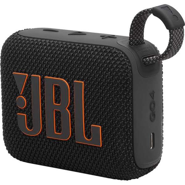 JBL Go 4 melnā krāsā - pārnēsājams Bluetooth skaļrunis Pro Sound, dziļi basi un atskaņošanas laika palielināšanas funkcija - ūdens un putekļu izturīgs - 7 stundu darbības laiks