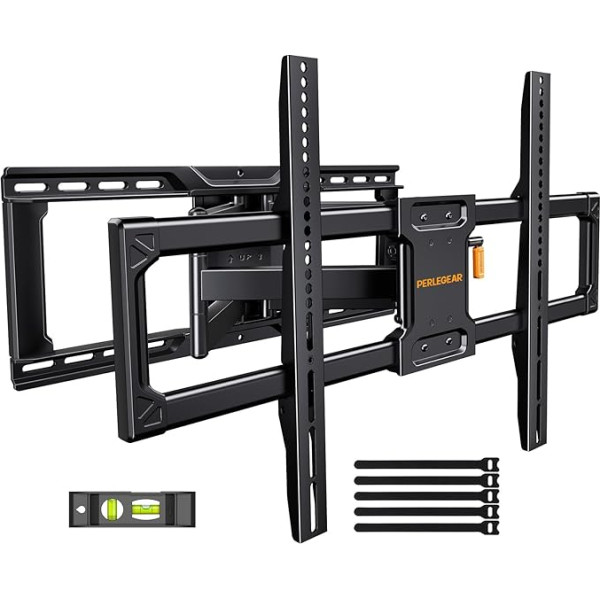 Perlegear Fully Movable TV Wall Mount for 42-90 Inch TVs up to 68 kg, Pre-Assembled TV Mount with Tool-Free Tilt, Swivel, Extension, Max VESA 600 x 400 mm, PGLF16