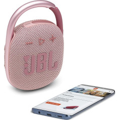 JBL Clip 4 Bluetooth skaļrunis rozā krāsā, ūdensizturīgs, pārnēsājams mūzikas skaļrunis ar praktisku karabīni, līdz 10 stundām bezvadu mūzikas straumēšanas