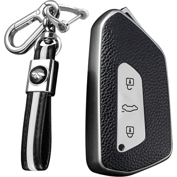 KUNIO Auto atslēgu futrālis atslēgu vāciņš piemērots VW Golf 8 R GTI GTI GTE Atlas ID.3 ID.4 Crozz GTX ID.6X MK4 Piemērots Skoda Octavia TPU Leather Texture Key Case Silver