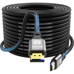 jojobnj 4K HDMI Cable 25 m, High Speed HDMI 2.0 Cord 4K @ 60Hz 18 Gbps, Ultra HD, Ethernet Audio Return, Video 4K, 1080p, 3D, Arc, HDR Compatible with Xbox, PS5/PS4, HDTV, Laptop etc. (Silver)