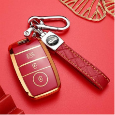 HIBEYO Atslēgu futrālis Aizsargājošs auto atslēgu futrālis TPU vāciņš piemērots KIA CEED Sorento Sportage Rio Soul Vigato Venga Atslēgu gredzens Key Ring Key Case Red