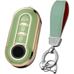 HIBEYO Automašīnas atslēgu futrālis piemērots Fiat atslēgu futrālim Silikona vāciņš aizsargvāciņš Fiat 500L Ducato Panda Punto Bravo Ducato Musa Flip Key Fob Remote Key Flip Green