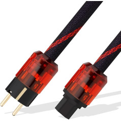 YuanYong Audiophile High End barošanas kabelis OFC 2-pin IEC-C15 kontaktdakša ar zeltītu augstas kvalitātes pītu barošanas kabeli HiFi barošanas kabelis audio, skaļruņiem, zemfrekvences skaļruņiem, mājas kino (1 m / 3,3 ft)