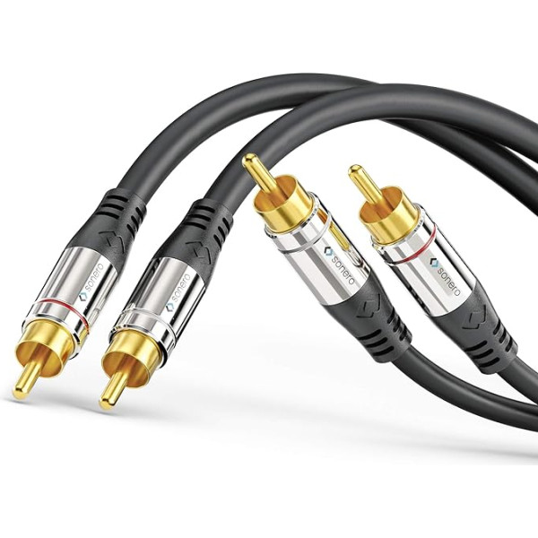 Sonero Premium RCA audio kabelis 2x RCA Male to 2x RCA Male 5,00 m ar zeltītiem kontaktiem melns