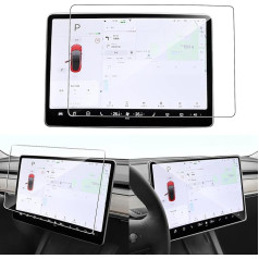 WFTE [1 gab. ekrāna aizsargplēve Tesla Model 3/Modelis Y Rūdīta stikla aizsargplēve 9H cietība, aizsargā pret skrāpējumiem, aizsargā pret dubultošanos Ekrāna aizsargplēve Rūdīta stikla aizsargplēve Tesla Model 3/Modelis Y