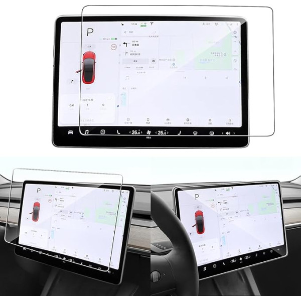 WFTE [1 gab. ekrāna aizsargplēve Tesla Model 3/Modelis Y Rūdīta stikla aizsargplēve 9H cietība, aizsargā pret skrāpējumiem, aizsargā pret dubultošanos Ekrāna aizsargplēve Rūdīta stikla aizsargplēve Tesla Model 3/Modelis Y