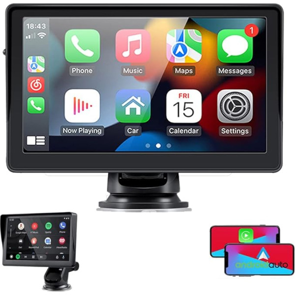 GOFORJUMP Bezvadu Carplay Android auto pārnēsājams auto ekrāns Smart Display Stereo 12V 24V Van 7