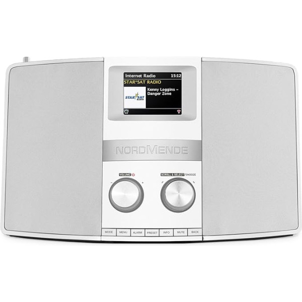 Nordmende Transita 400 - интернет-радио (DAB+, UKW, Stereo-Radio, W-LAN, Spotify Connect, Bluetooth-Audiostreaming, NFC, Farbdisplay, Wecker, Kopfhöreranschluss, 2 x 10 Watt, AUX-In) weiß