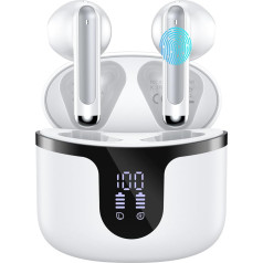 Tiuieyin Bluetooth austiņas, bezvadu Bluetooth 5.3 In-Ear austiņas ar LED displeju, 4 HD mikrofoni, 40 stundu iegremdējošas dziļa basa austiņas, IP7 ūdensizturīgas bezvadu austiņas sportam/darbam