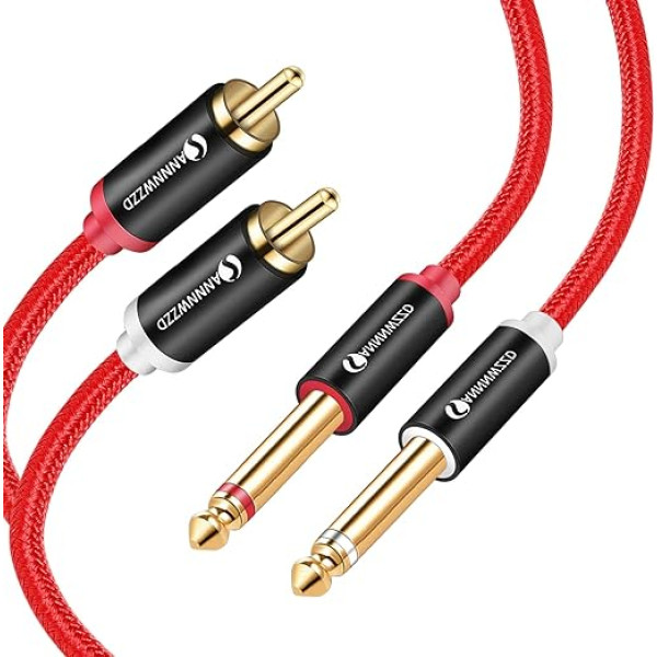 ANNNWZZD 6.3 jack uz RCA 2 x 6.3 jack uz 2 x RCA AV uztvērējam, pastiprinātājam, HiFi stereo audio sistēmai, mājas kino sistēmai 2M