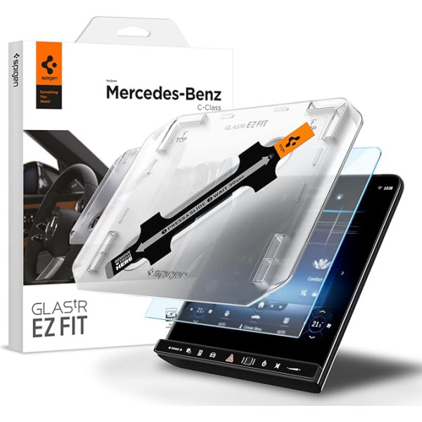 Spigen Glas.tR EZ Fit aizsargstikls, saderīgs ar Mercedes Benz C klases (W206, 2022-2024), GLC (2023-2024), šablons uzstādīšanai, matēts, pret pirkstu nospiedumiem