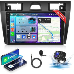 【2G+64G】 Podofo Wireless Carplay Android Auto 9''Android Autoradio Für Ford Fiesta 2006-2011 Octa-Core Bluetooth mit Bildschirm mit GPS Navi + AHD Rückfahrkamera HiFi/RDS/FM Radio DAB+