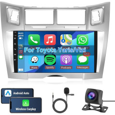 Hodozzy Android auto radio priekš Toyota Yaris/Vizi 2005-2011 Apple Carplay Bezvadu Android auto, radio 9 collu skārienjūtīgais ekrāns Radio Bluetooth HiFi navigācija WiFi RDS atpakaļgaitas kamera 2 DIN ekrāns priekš Toyota