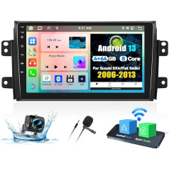 OiLiehu 4+64G 8 Kern Android 13 Radio 2din für Suzuki SX4/Fiat Sedici 2006-2013 CarPlay Android Auto Autoradio Mit Bildschirm 9 Zoll Unterstützung Bluetooth GPS FM RDS WiFi DSP/EQ+Rückfahrkamera