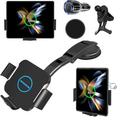 DOODBI 15 W bezvadu lādētāja turētājs Samsung Galaxy Z Fold 4/3/2, bezvadu lādētāja turētājs automašīnai ar ventilācijas atverēm un USB C QC 3.0 lādētāju automašīnai