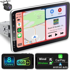 Android Autoradio mit Navi 10Zoll Bildschirm Eingebaut DAB+ Wireless Android Auto & Wireless Carplay 1 Din Auto Radio Touch Display mit Bluetooth 8 Core 2G+32G WiFi 4G GPS AM/FM RDS