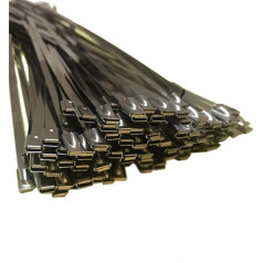 100 Pack 300 mm x 4.6 mm Stainless Steel Wire Cable Zip Tie Straps