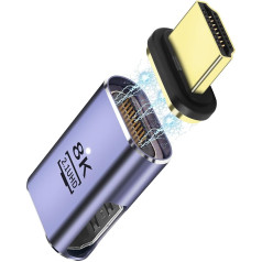 GELRHONR HDMI 2.1 magnētiskais adapteris, 8K HDMI plakanais taisnā leņķa adapteris 48 Gbps, UHD HDMI 2.1 vīrišķais pagarinātājs no vīrišķā uz sievišķo ar 8K@60Hz, 4K@120Hz, HDTV, datoru, klēpjdatoru (kreisais)