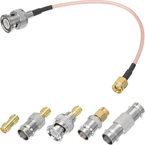 sourcing map RG316 Koaxialkabel, SMA-Stecker auf BNC-Stecker mit Adapter, verlustarmes RF-Koaxialkabel, 0,5 m, Orange, 1 Stück