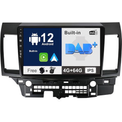 SXAUTO Iebūvēts DAB Android 12 IPS auto radio Mitsubishi Lancer (2010-2016) - Iebūvēts Carplay/Android Car - Kamera + Mic - 4G + 64G - 360-CAM stūres kontrole Fast Boot WiFi - 2 DIN 10.1