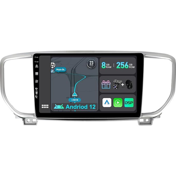 YUNTX [8GB + 256GB] Android 12 auto radio priekš KIA KX5 / Sportage 4 (2016-2019)-[Integrēts CarPlay/Android Auto/DSP/GPS]-9 collu IPS Touch Screen CAM+MIC-DAB/Mirror Link/Bluetooth 5.0/AHD/360