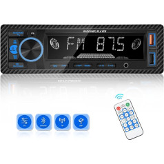 CAMECHO Auto radio 1 DIN Bluetooth brīvroku komplekts 60W MP3 atskaņotājs Atbalsta USB/AUX-IN/FM radio + pogu apgaismojums + tālvadības pults