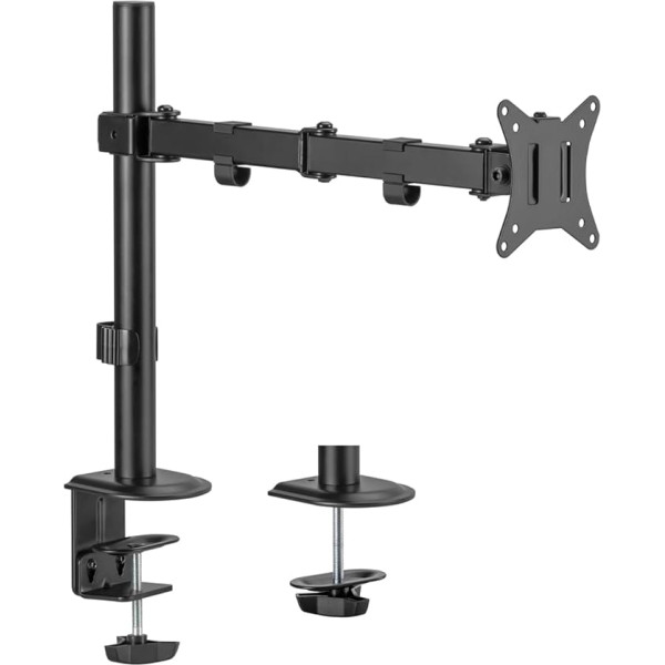 AISENS - DT32TSR-147 - Table Mount Eco Rotatable and Tiltable for Monitor/TV 9 kg (3 Pivot Points, 1 Arm) 17-32, Black