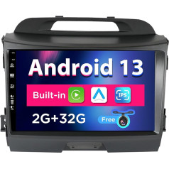 SXAUTO Android 13 IPS auto radio priekš Kia Sportage (2010-2015) - Iebūvēts CarPlay / Android Car - Bez atpakaļgaitas kameras - 2G + 32G - Vadāms no stūres DAB Fast-Boot WiFi - 2 DIN 9 collas