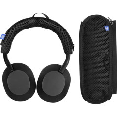 Aizsargs priekš Sony WH-1000XM5 austiņām WH-1000XM5 Zipper Headset austiņu spilvens ar aukliņas cilpu (melns)