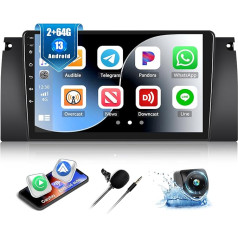 [2+64G] Android 13 auto radio BMW E39 E53 M5 X5 1999-2005 ar bezvadu Carplay/Android Car, 9 collu ekrāns Auto radio Double DIN ar Bluetooth FM/RDS radio HiFi Mirror Link atpakaļskata kamera